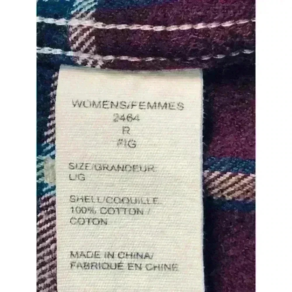 Woolrich women's flannel shirt Large plaid 100% cotton long sleeve - Picture 6 of 8